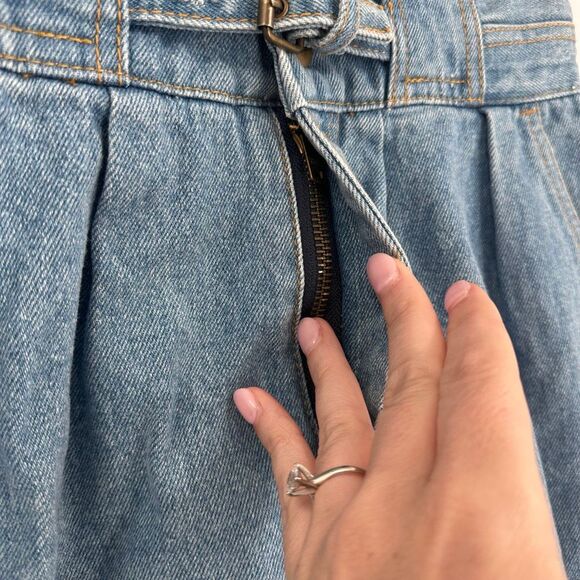 Vintage 80s Gitano Double Belted Denim Skirt Size 11/12 Made in Hong Kong - Picture 5 of 11